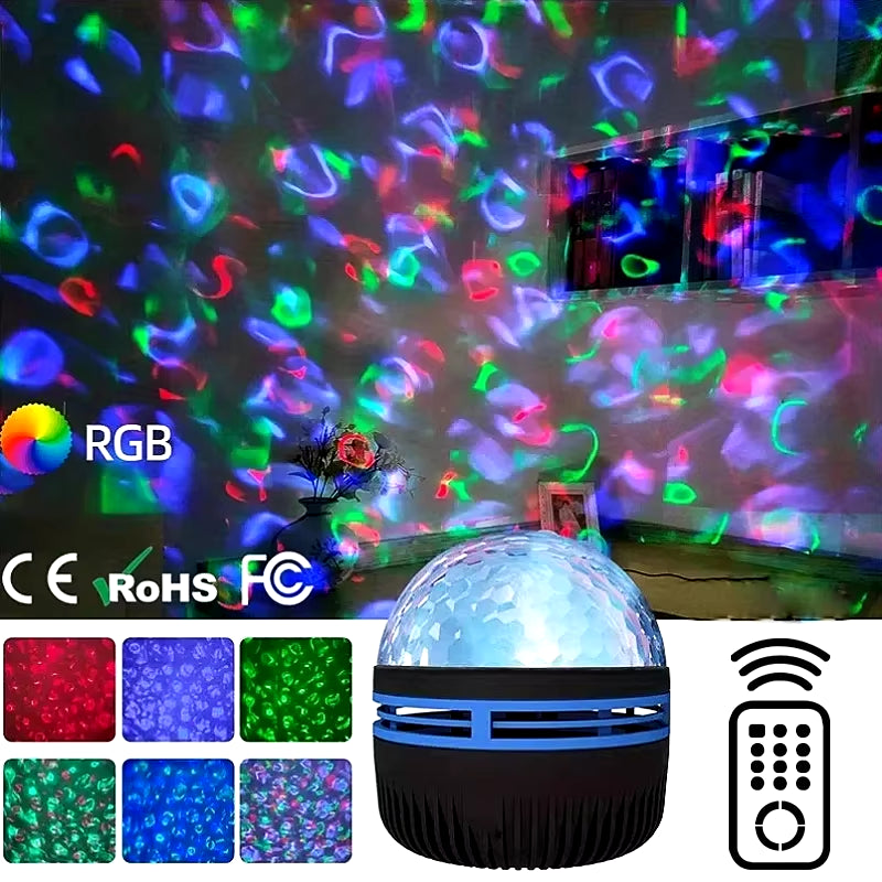 LED Starry Galaxy Ocean Wave Projector: RGB Smart Lamp with Remote Control