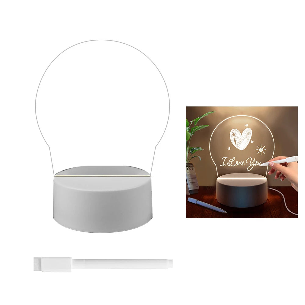 Transparent Message Board Night Light: Glowing LED Memo & Daily Note Board