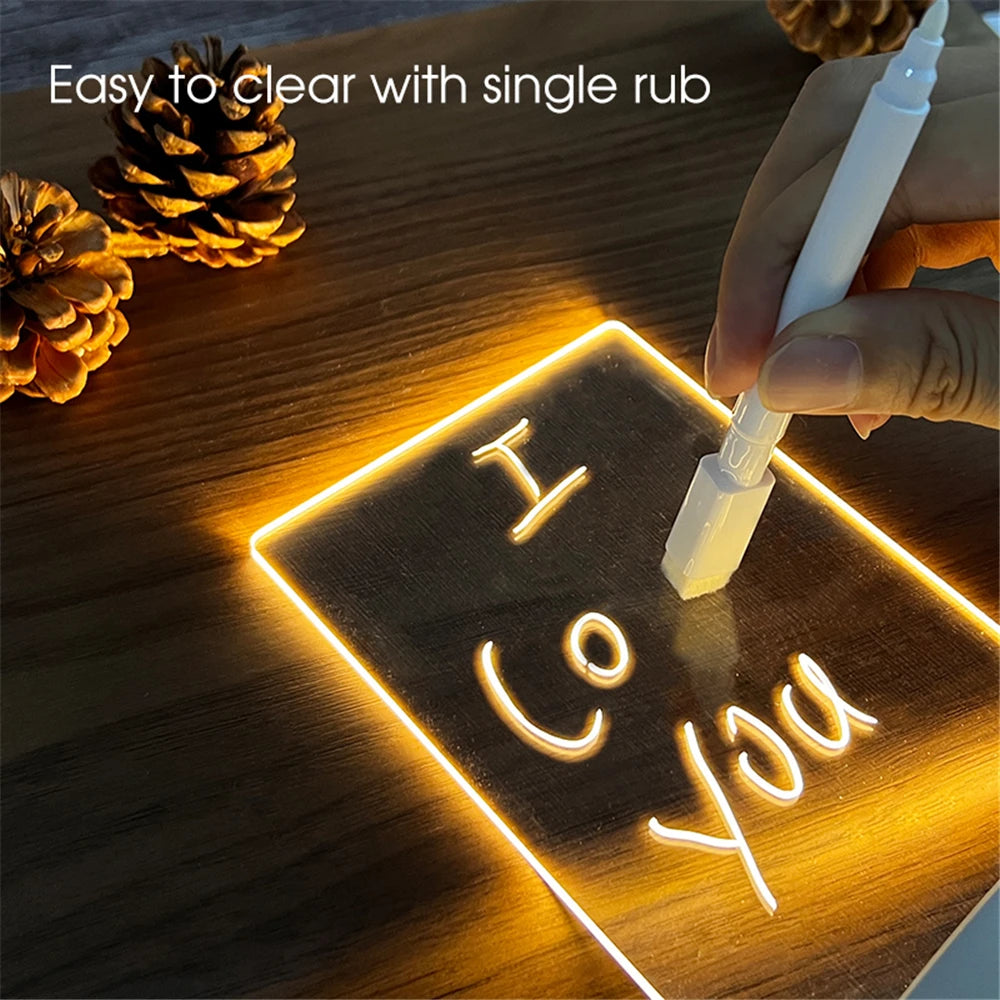 Transparent Message Board Night Light: Glowing LED Memo & Daily Note Board