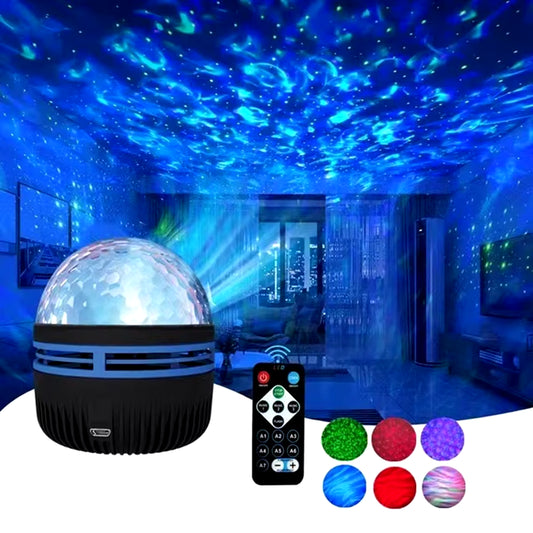 LED Starry Galaxy Ocean Wave Projector: RGB Smart Lamp with Remote Control