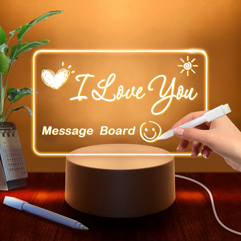 Transparent Message Board Night Light: Glowing LED Memo & Daily Note Board