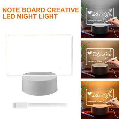 Transparent Message Board Night Light: Glowing LED Memo & Daily Note Board