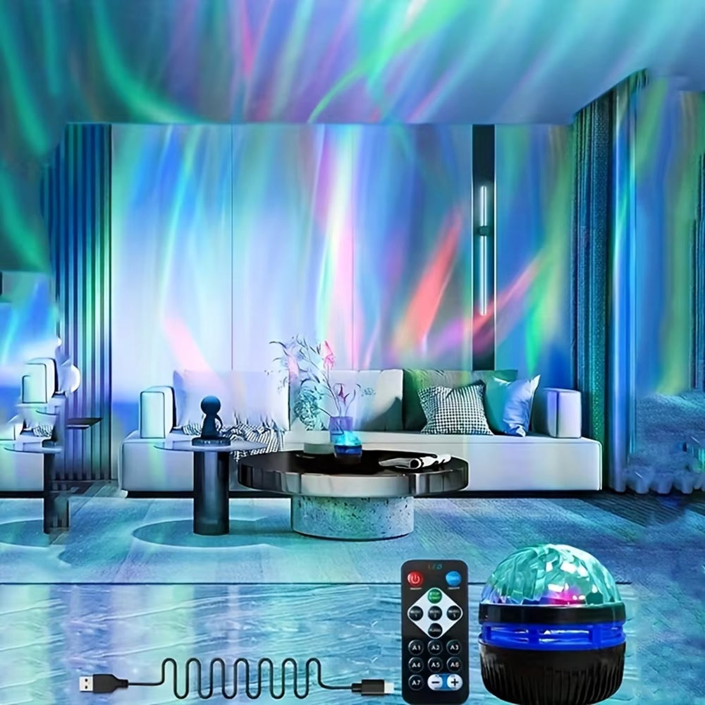 LED Starry Galaxy Ocean Wave Projector: RGB Smart Lamp with Remote Control