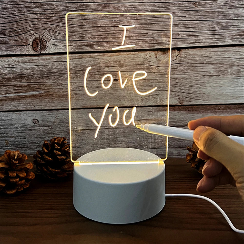 Transparent Message Board Night Light: Glowing LED Memo & Daily Note Board