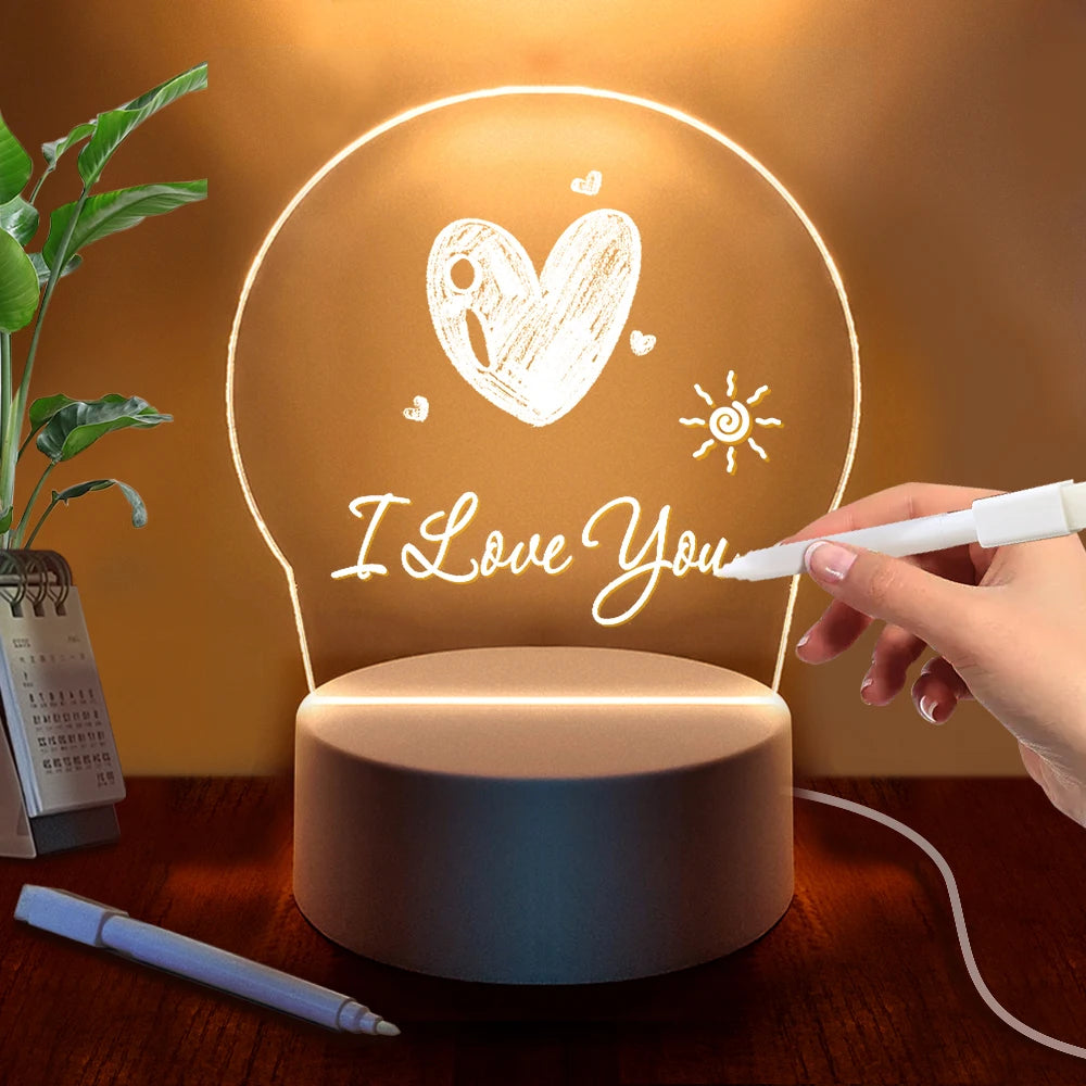 Transparent Message Board Night Light: Glowing LED Memo & Daily Note Board