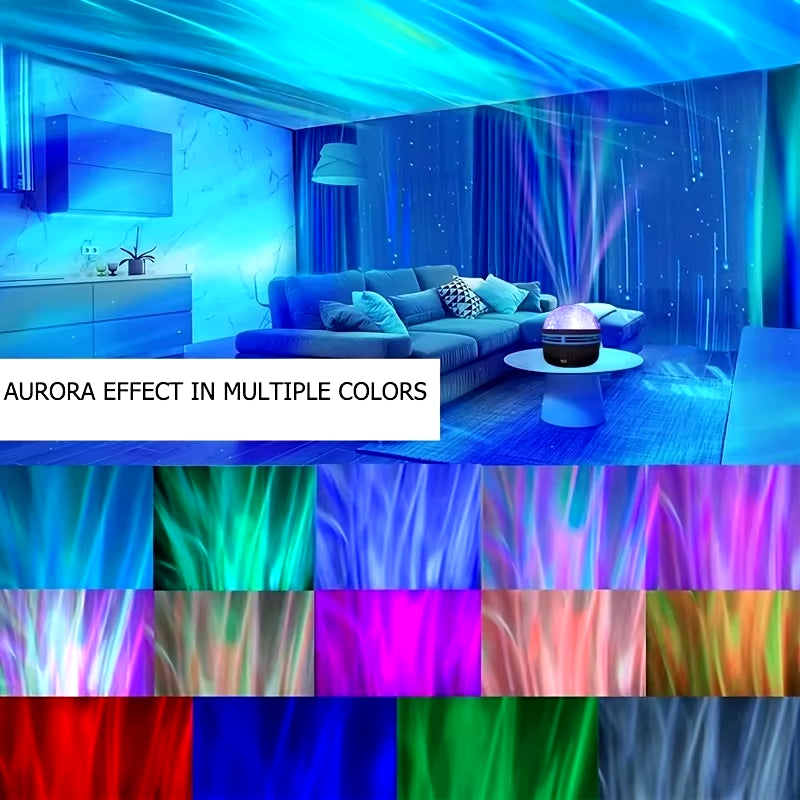 LED Starry Galaxy Ocean Wave Projector: RGB Smart Lamp with Remote Control