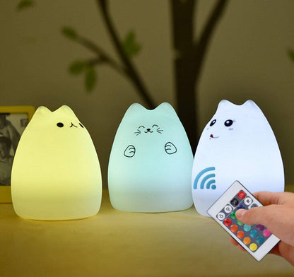 Cat Lamp with Remote Control: Silicone Kitty Night Light