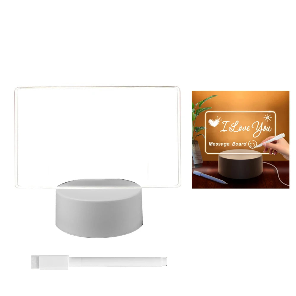 Transparent Message Board Night Light: Glowing LED Memo & Daily Note Board